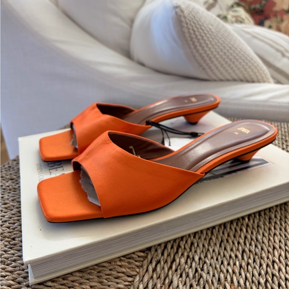 Zara Orange Heel Sandals 38 NEW - Picture 7 of 7